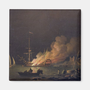 Ship on Fire at Night, c.1756 (oil on canvas) Magnet