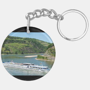 Ship on the Rhine near Oberweser Keychain