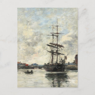 Ship on the Touques Eugene Boudin(French, 1824-189 Postcard