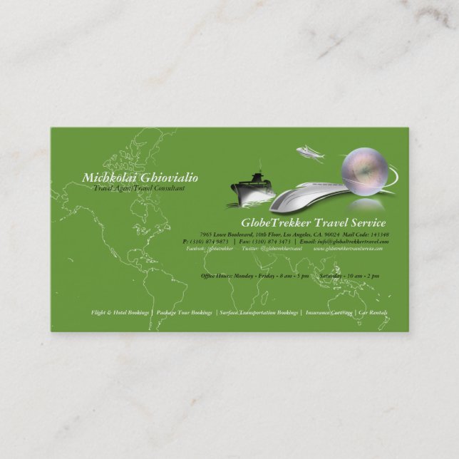 Ship Plane Train Travel Agency Business Card (Front)