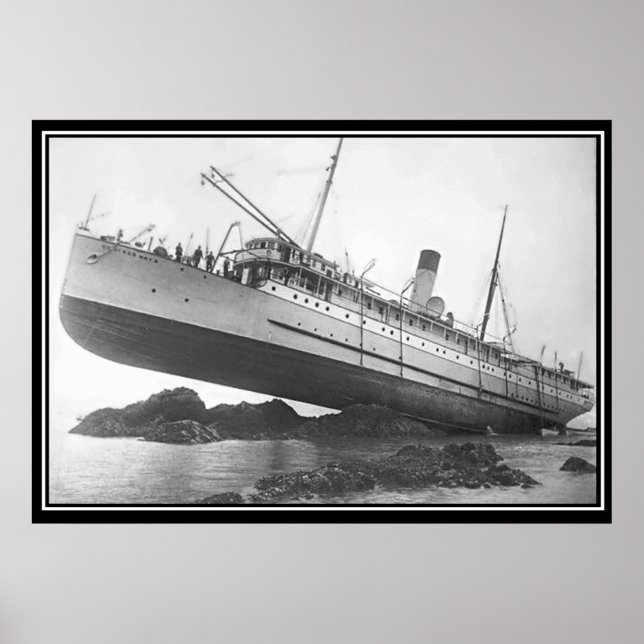 Ship Run Aground Vintage Photo Poster (Front)