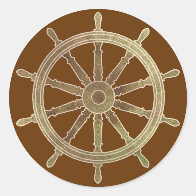 Ship’s Helm Classic Round Sticker (Front)