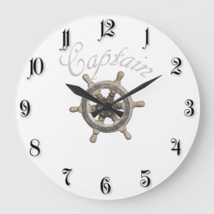 Ship’s steering wheel large clock
