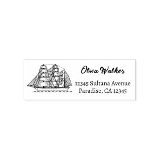 Ship Sailboat  Return Address Self-inking Stamp
