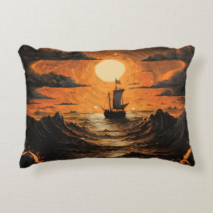 Ship sailing in the night accent pillow
