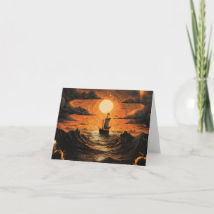Ship sailing in the night card
