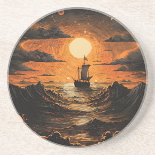 Ship sailing in the night coaster