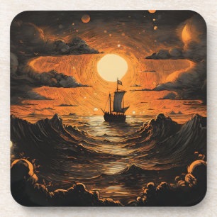Ship sailing in the night coaster