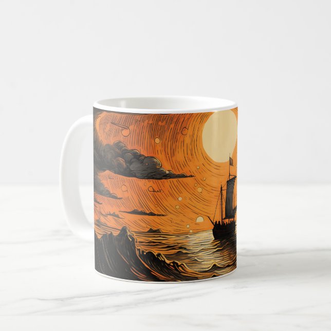 Ship sailing in the night  coffee mug (Front Left)