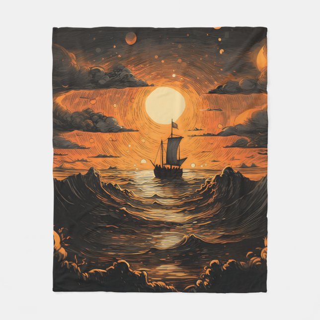 Ship sailing in the night  fleece blanket (Front)