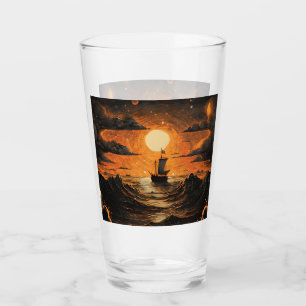 Ship sailing in the night glass