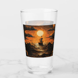 Ship sailing in the night glass