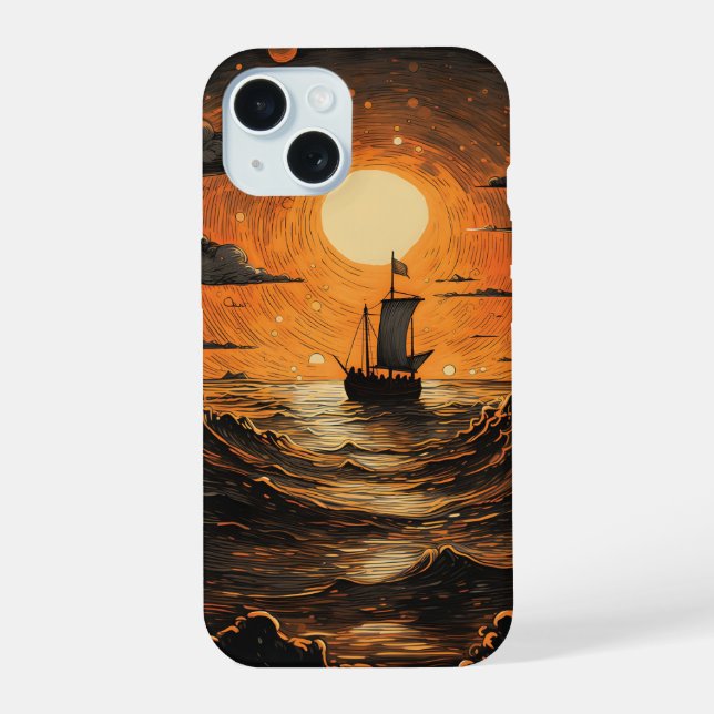 Ship sailing in the night  iPhone 15 case (Back)