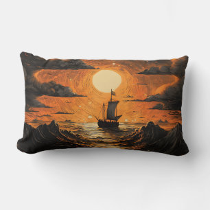 Ship sailing in the night lumbar pillow