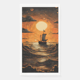 Ship sailing in the night napkin