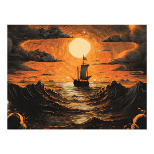 Ship sailing in the night  photo print