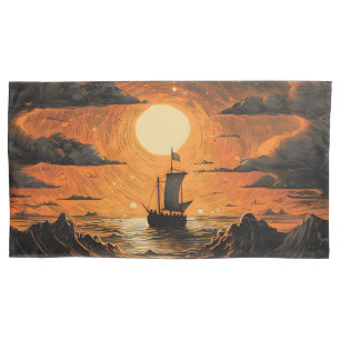 Ship sailing in the night pillowcase