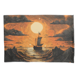 Ship sailing in the night pillowcase