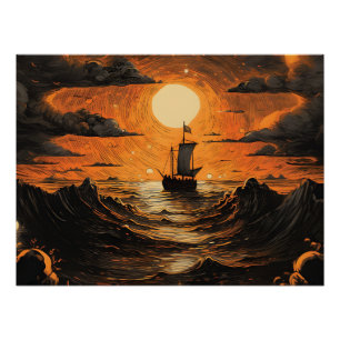 Ship sailing in the night poster