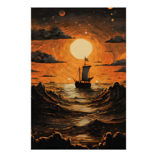 Ship sailing in the night poster