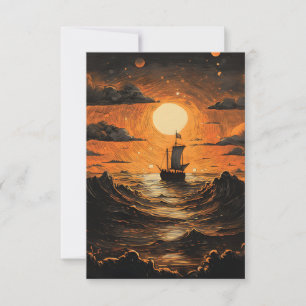 Ship sailing in the night thank you card