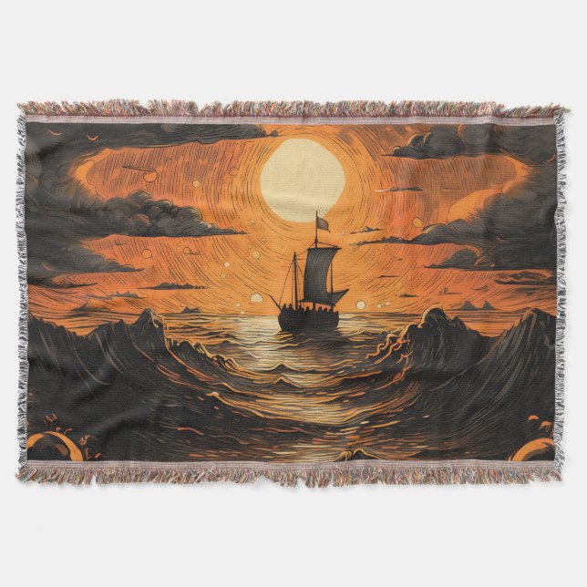 Ship sailing in the night  throw blanket (Front)