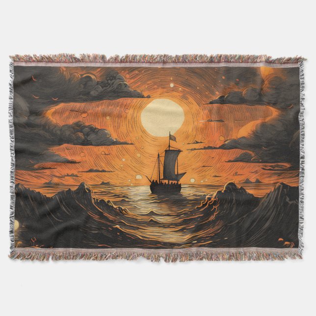 Ship sailing in the night  throw blanket (Front)