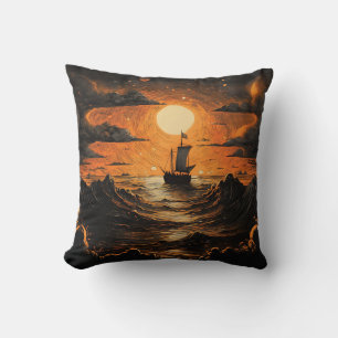 Ship sailing in the night throw pillow