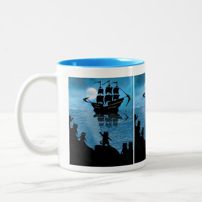 Ship Send Off with Louis Wains Cats Two-Tone Coffee Mug (Left)