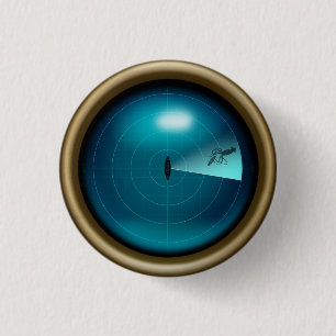 Ship Sonar Image of a Kraken Nautical Steampunk 1 Inch Round Button