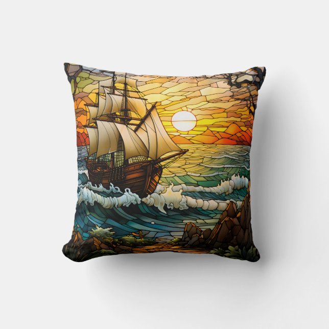Ship Throw Pillow (Front)