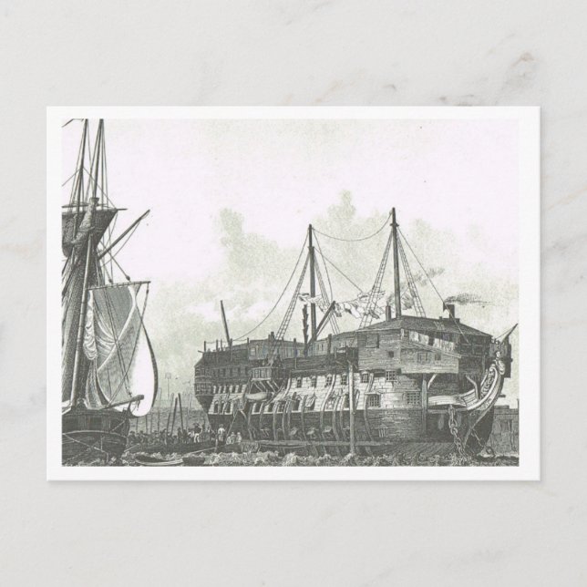 Ship used as prison hulk 1800s postcard (Front)
