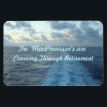 Ship Wake Hzt Custom Magnet<br><div class="desc">The wake of a slow moving cruise ship against a sunset at sea...  Replace the words "The MacPhearson's are Cruising through Retirement" to create your own custom stateroom door marker</div>
