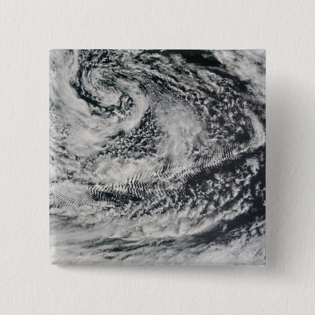 Ship-wave-shaped wave clouds 2 2 inch square button (Front)