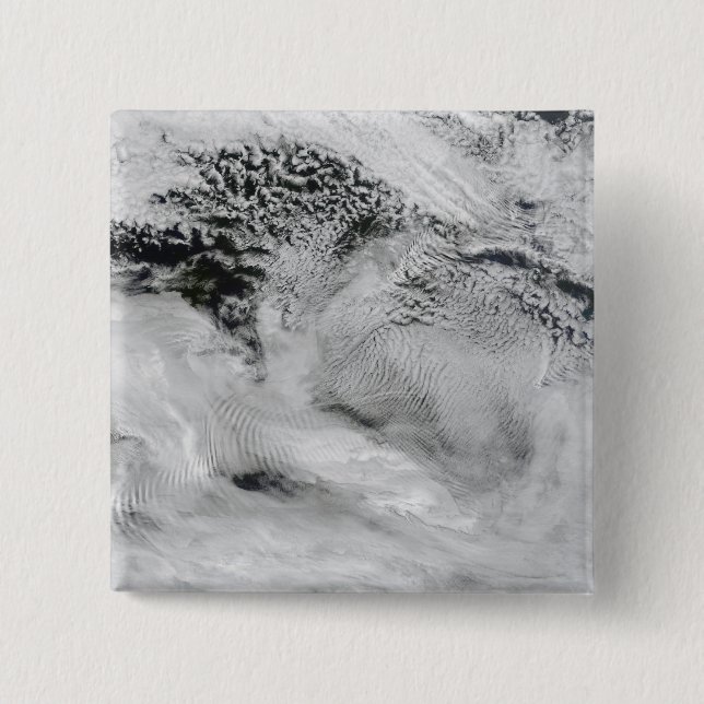 Ship-wave-shaped wave clouds 2 inch square button (Front)