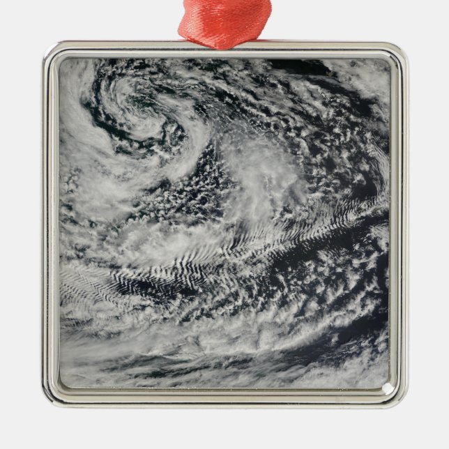 Ship-wave-shaped wave clouds 2 metal ornament (Front)