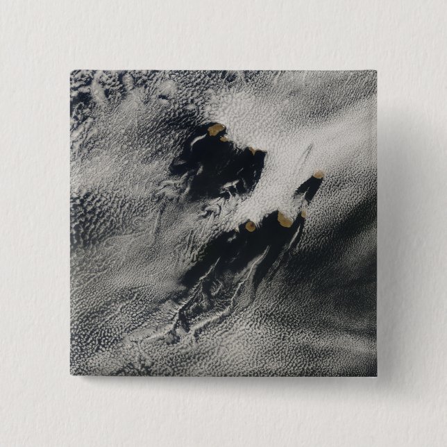 Ship-wave-shaped wave clouds and cloud vortices 2 inch square button (Front)