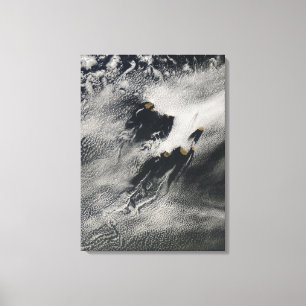 Ship-wave-shaped wave clouds and cloud vortices canvas print