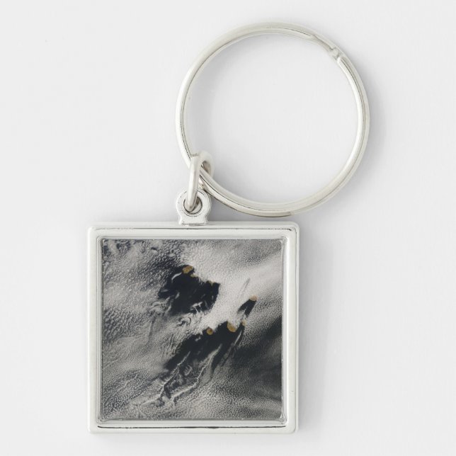 Ship-wave-shaped wave clouds and cloud vortices keychain (Front)