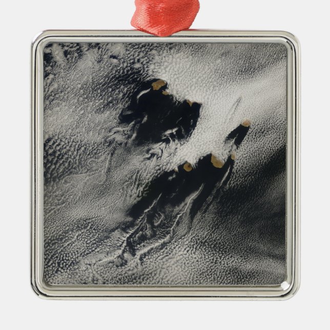 Ship-wave-shaped wave clouds and cloud vortices metal ornament (Front)