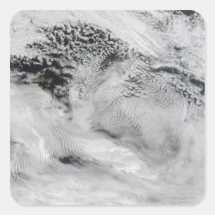 Ship-wave-shaped wave clouds square sticker