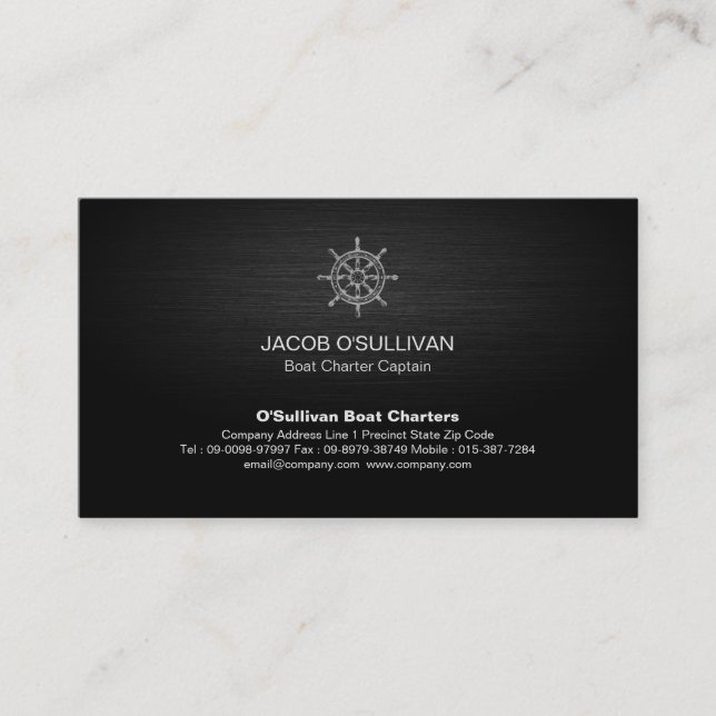 Ship Wheel Boat Charter Fishing Business Card (Front)