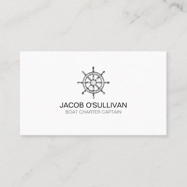 Ship Wheel Boat Charter Fishing Business Card (Front)
