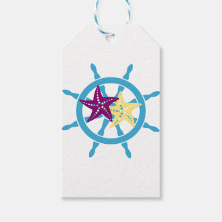 Ship wheel helm starfish gift tags