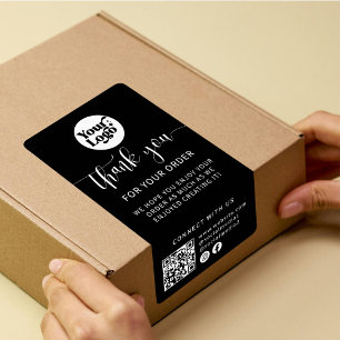 Shipping Code Logo QR Package Black Box Seal Label