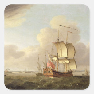 Shipping in the Thames Estuary, c.1761-66 (oil on Square Sticker