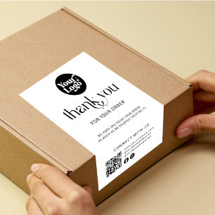 Shipping Logo QR Code White Thanks Box Seal Label