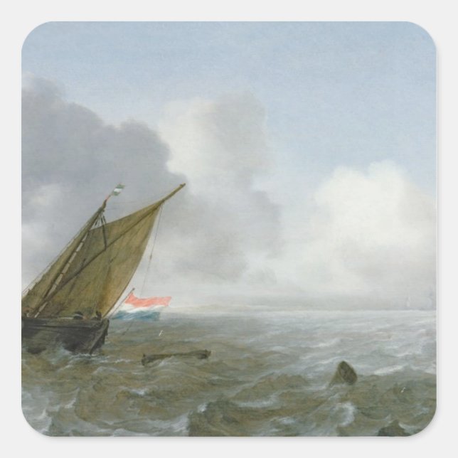 Shipping Offshore in a breeze, 17th century Square Sticker (Front)
