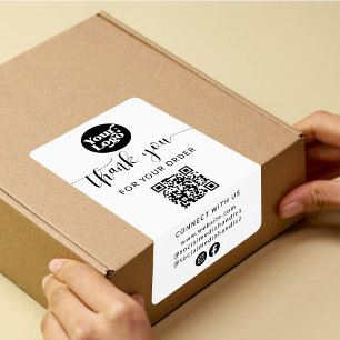 Shipping Package QR Code Logo White Box Seal Label