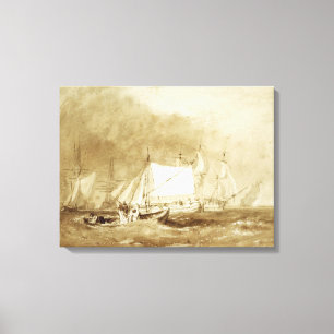 Shipping Scene, with Fishermen, c.1815-20 (brush & Canvas Print
